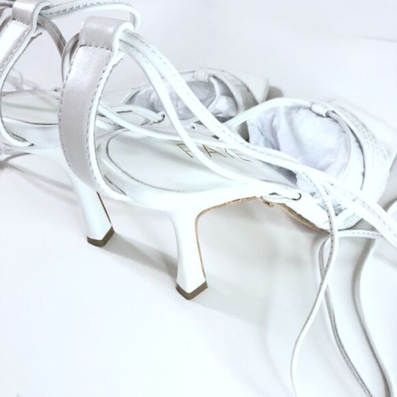 REVOLVE RAYE Penn Square Toe Heel in White Ankle Wrap Ties Lattice Netting 5.5 - Picture 9 of 10